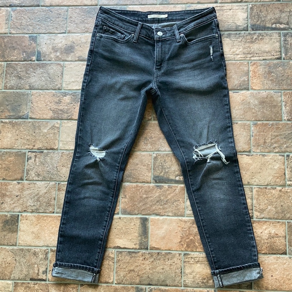 Levi’s 711 skinny distressed black/grey